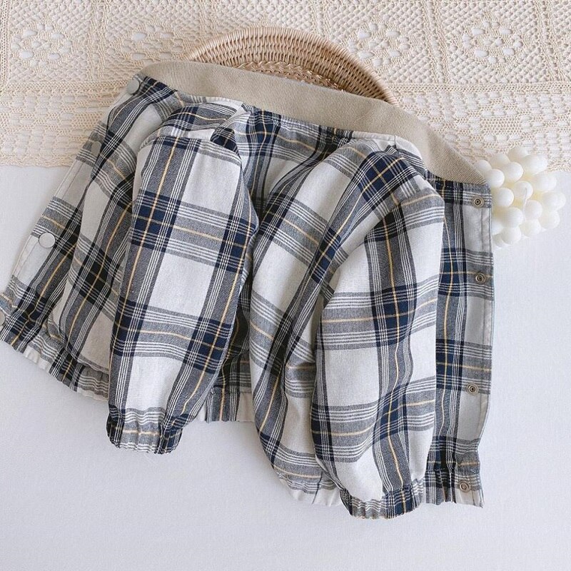 Baby Jongen Meisje Cartoon Jas Baby Peuter Kind Beer Plaid Omkeerbare Jas Knop Blazer Lente Herfst Baby Kleding 1-7Y