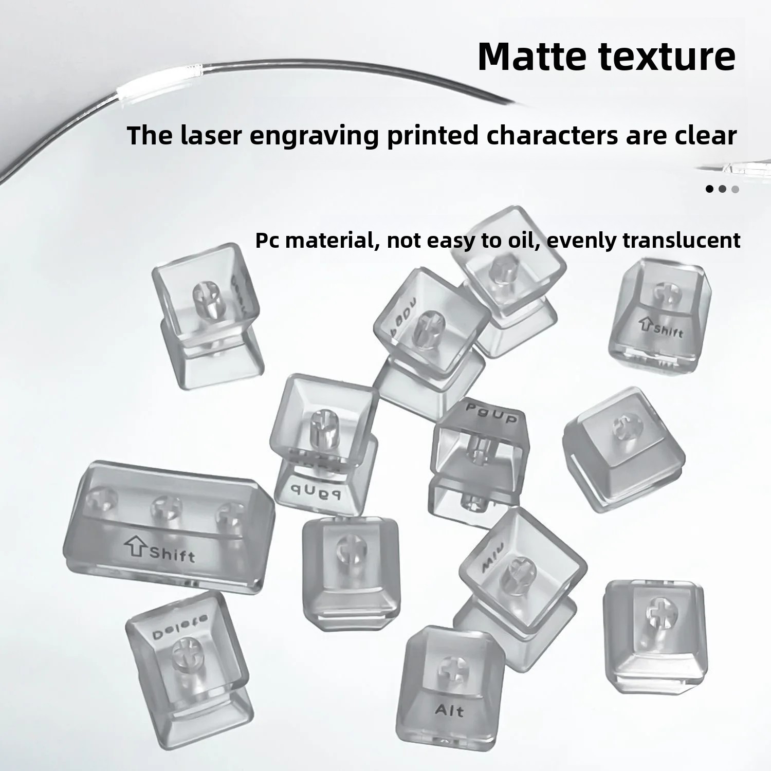 Customizable DIY Mechanical Keyboard Keycaps Transparent PC Material Foggy through Full Set of 132 Keys Computer Office