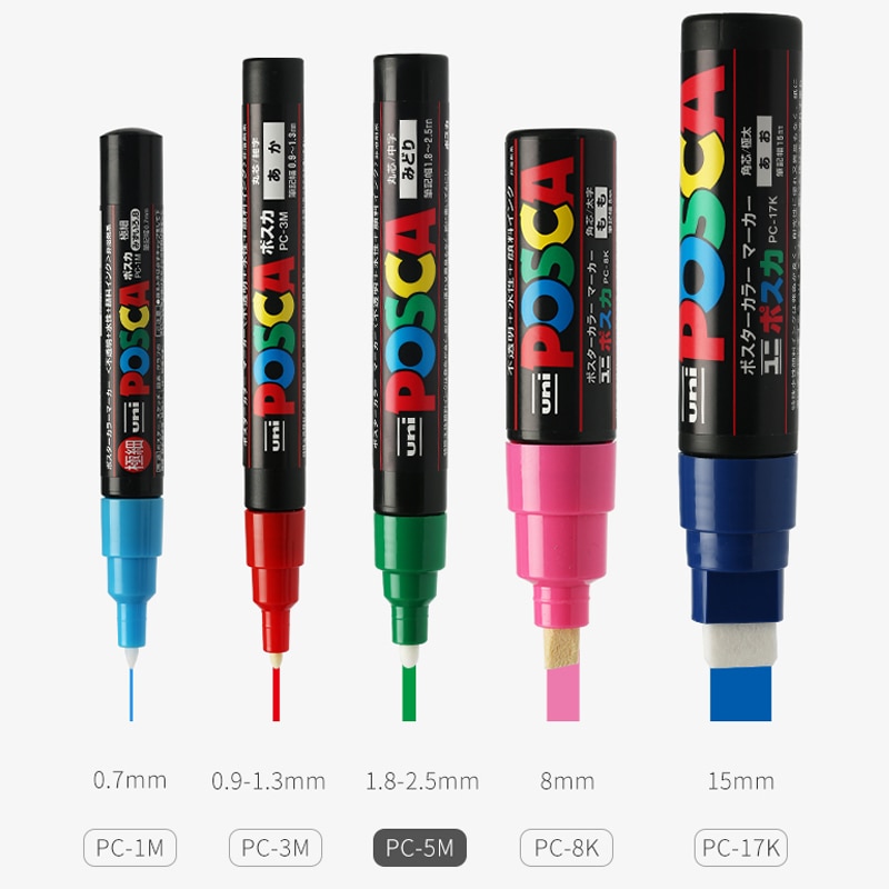 7 kpl soft series uni posca markkeri kynä pc -5m setti pop juliste mainonta kynä maali kynä sarjakuva maalaus pyöreä pää vesi taidetussi