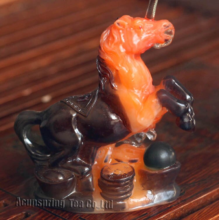 Gul hest, heldig charms, kinesisk stjernetegn, shenxiao, allokroisk maskot, fengshui ornament, roman, te kæledyr, teawar