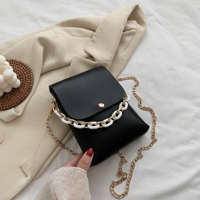 Nuovo mini Donne messaggero Borse casuale di Spessore Moda Catene Borse A Spalla di Alta Qualità sacchetto di Frizione Del Progettista Borsa con Tracolla per Le Signore: nero