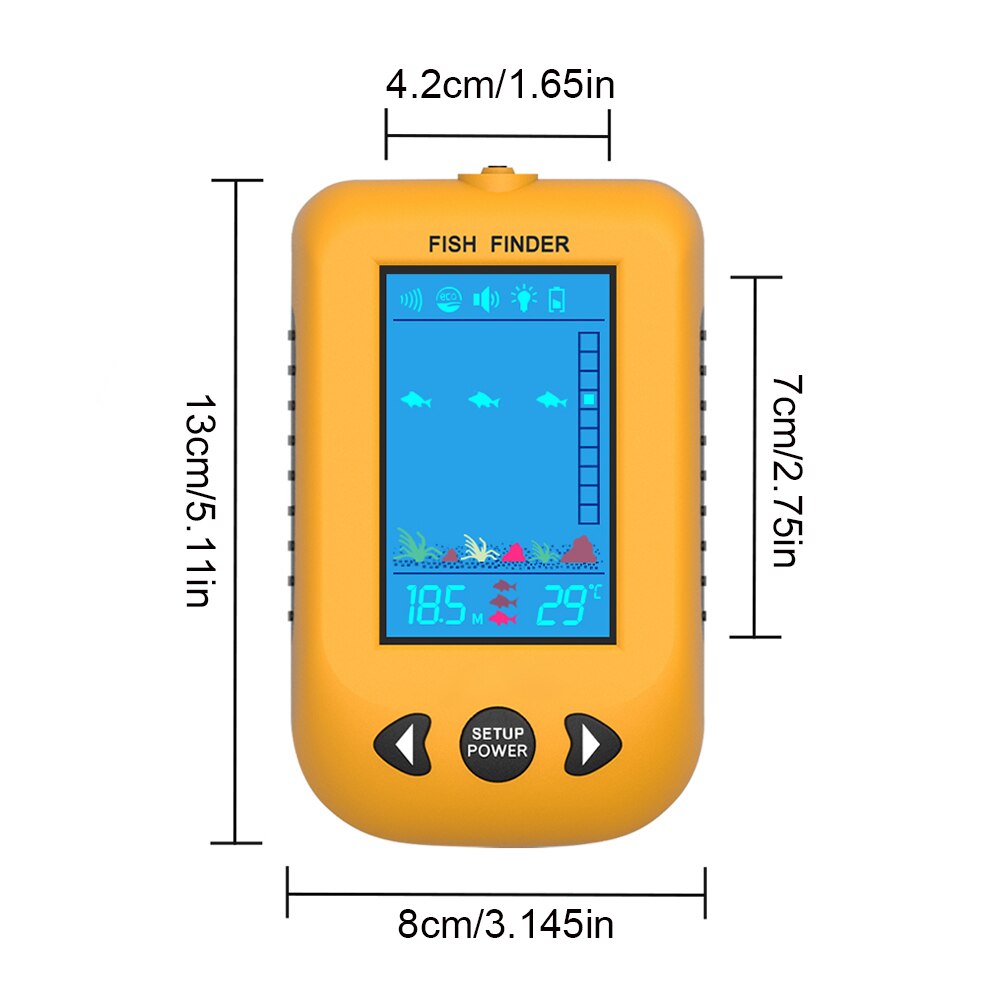 Sonar portátil de 100M para pesca en Lago, buscador de profundidad de mano, equipo de pesca con transductor de Sonar, pantalla LCD