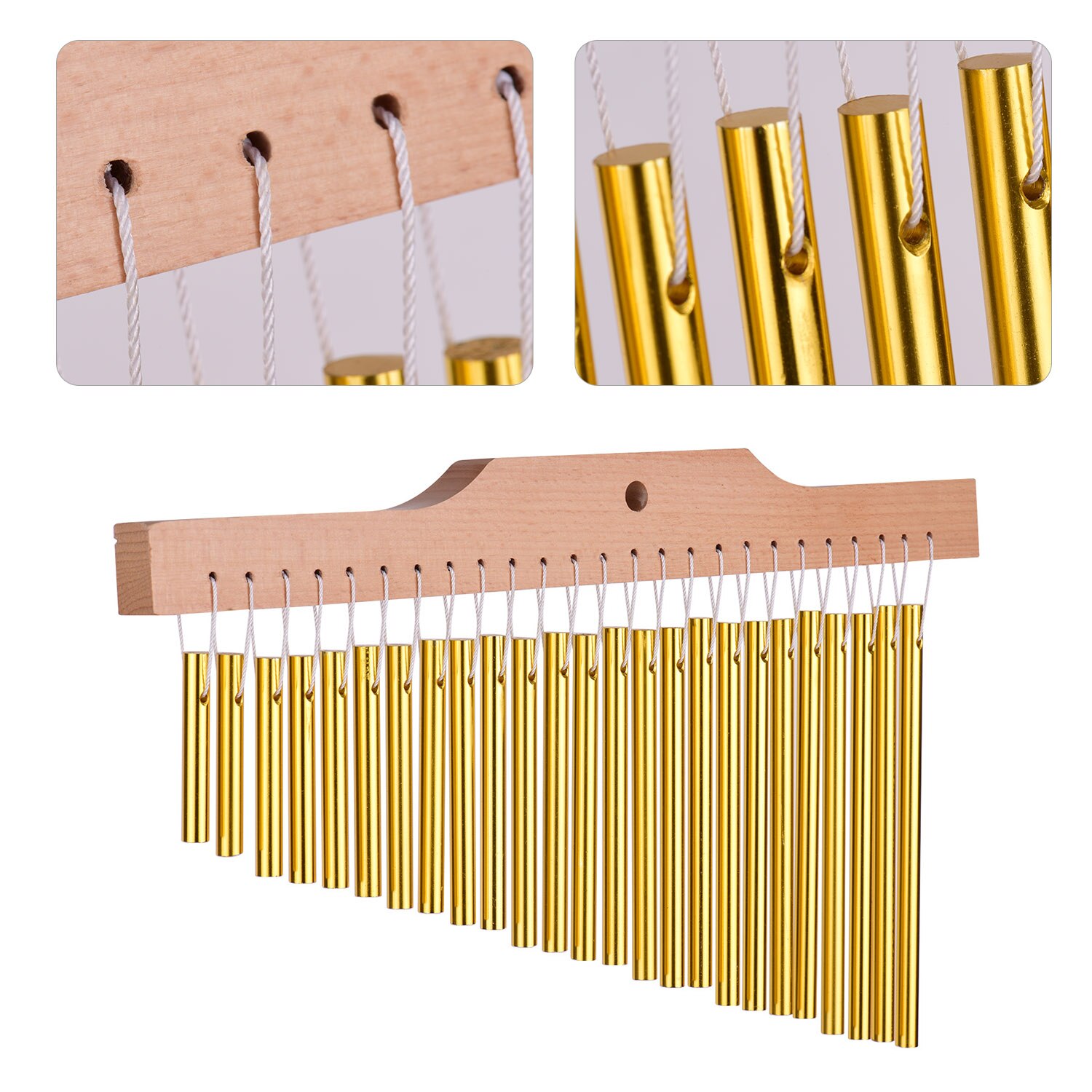 25 Bar Chimes Gold Aluminium Legierung Holz Bar Grandado