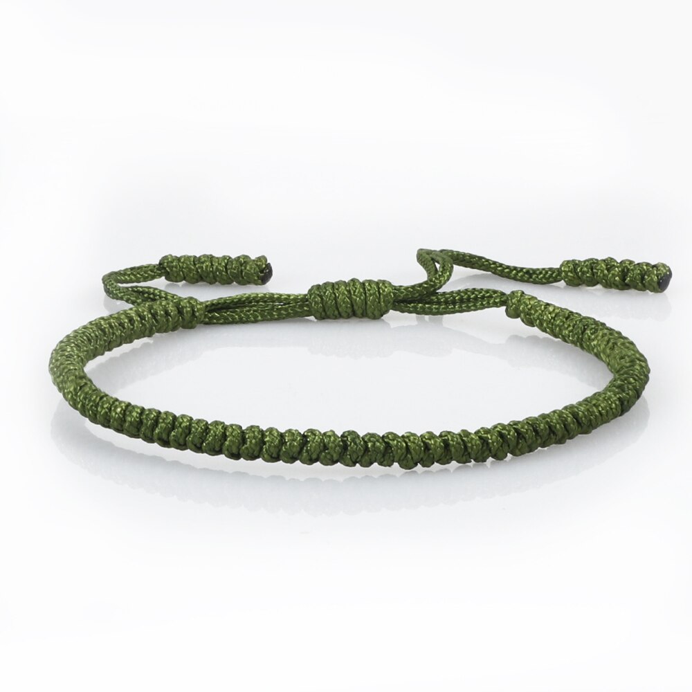 Justerbare flettede armbånd til mænd marineblå grøn tråd håndlavet knude reb armringe tibetanske buddhistiske smykker til kvinder: Grøn