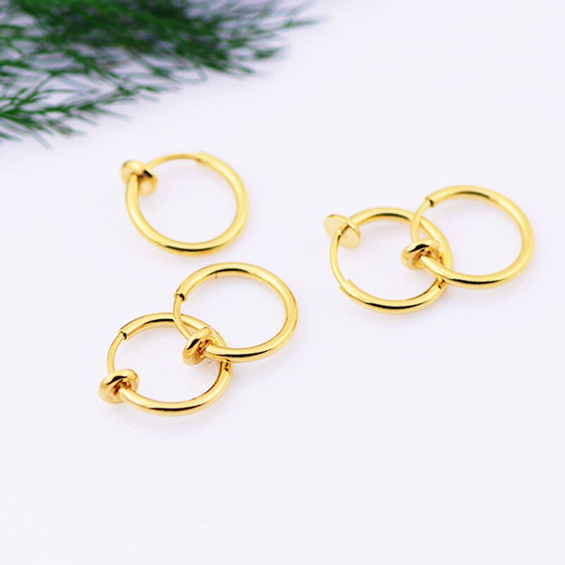 5 Pcs Cirkel Oor Clip Geen Piercing Sieraden Punk Kleine Hoepel Oorbellen Intrekbare Eenvoudige Mode Unisex Neus Lip Oor Hoepel clips: Gold / 13mm