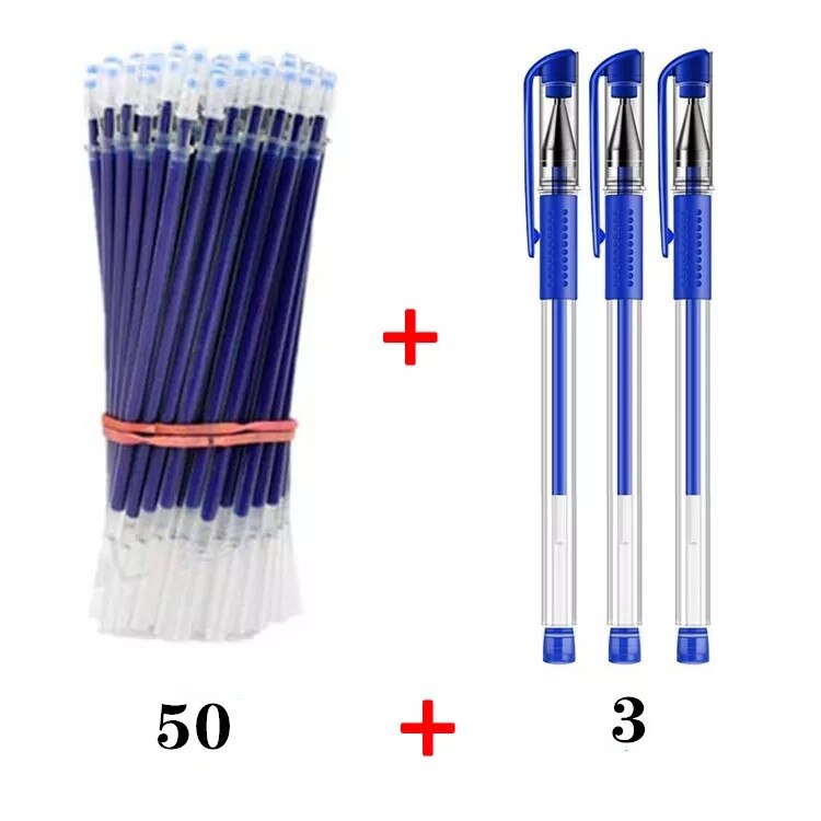 50 units / batch 0.5mm blue gel pens, gel pens and rechargeable stationery, office and school supplies, pencil boxes: Blue 53 piece set