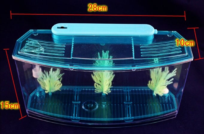 Acrylic Aquarium Betta Fish Tank Triple Bow Three Splits LED Light Fighting isolation hatch breed box turtle house Reptile cage