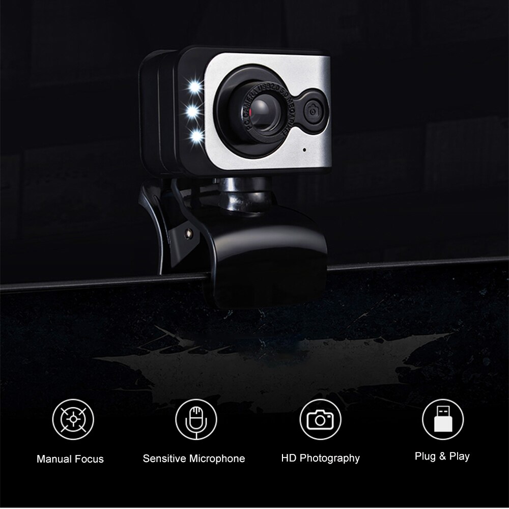 Webcam 12MP HD USB PC Camera Night Vision Function USB 2.0 Built-in Microphone 360 Degree Rotation