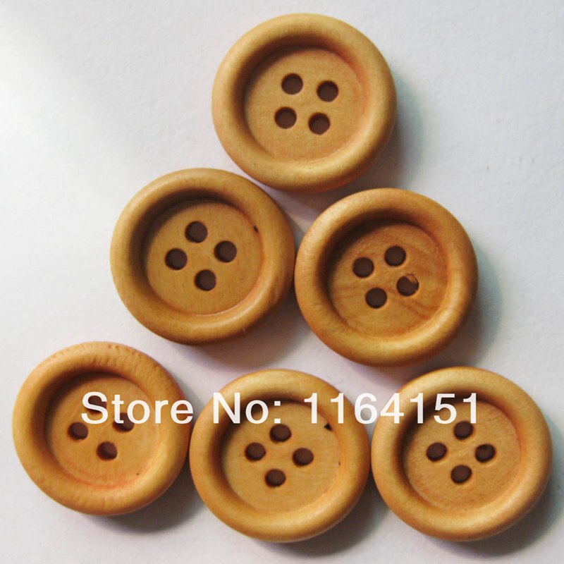 20/50 stuks 20mm 4 gaten chinese primaire kleur natuurlijke houten knopen bulk naaien diverse knopen voor knutselen naaien ronde knopen