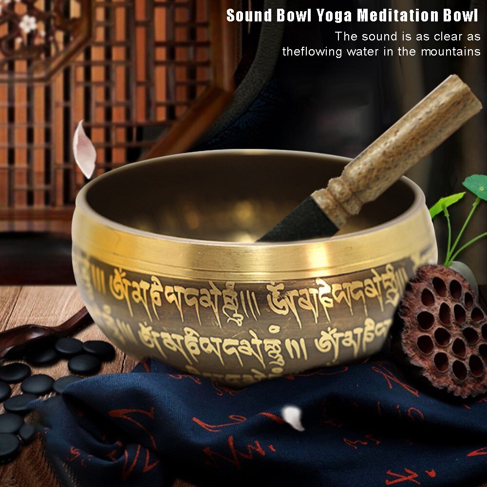 Copper Singing Bowl Manual Tapping Metal Craft Buddhist Bowl Religious Basin Tibetan Meditation Music Bowl Musical Instrument