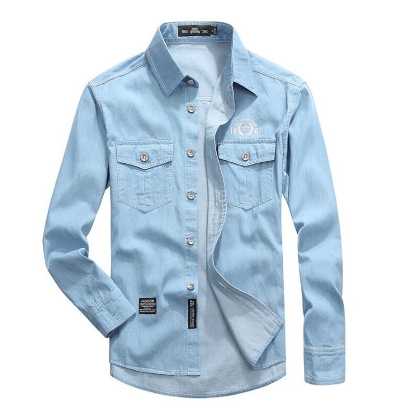 Kläder jeansskjortor herr fritidsskjorta långärmad slimmade camisa jeans jeansskjortor för män #39 5xl