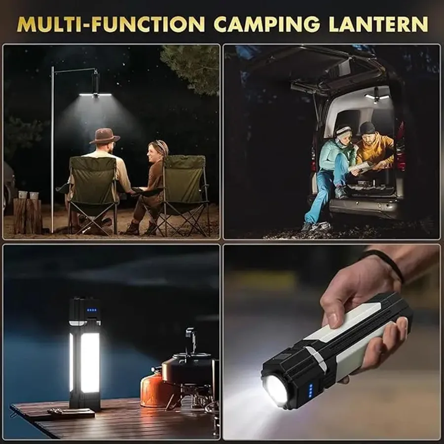 Draagbare opvouwbare LED-buitententlamp Waterdicht campinglicht USB oplaadbaar Noodavondmarkt Worket Light Zaklamp