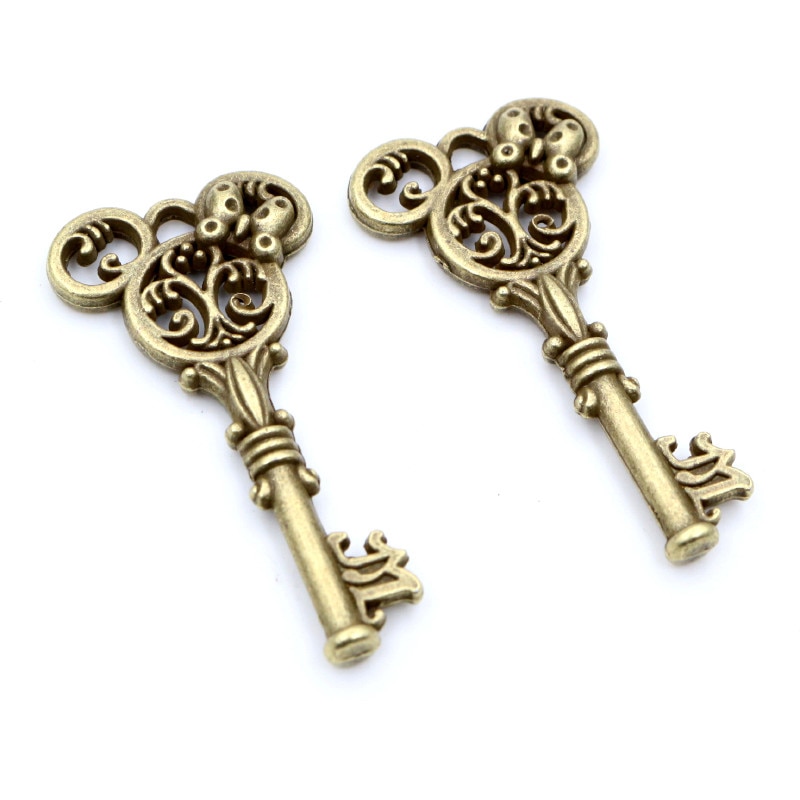 5 pièces breloques Vintage souris clé 46x22mm Antique argent couleur plaqué pendentifs faisant bricolage à la main tibétain trouver des bijoux