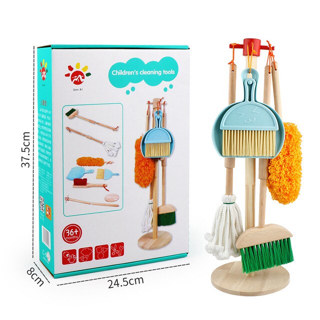 Joyfia Kit De Nettoyage 12 Pièces Pour Enfants - Balai, Serpillère, Seau, Avec Poignée Extensible, Dès 3 Ans