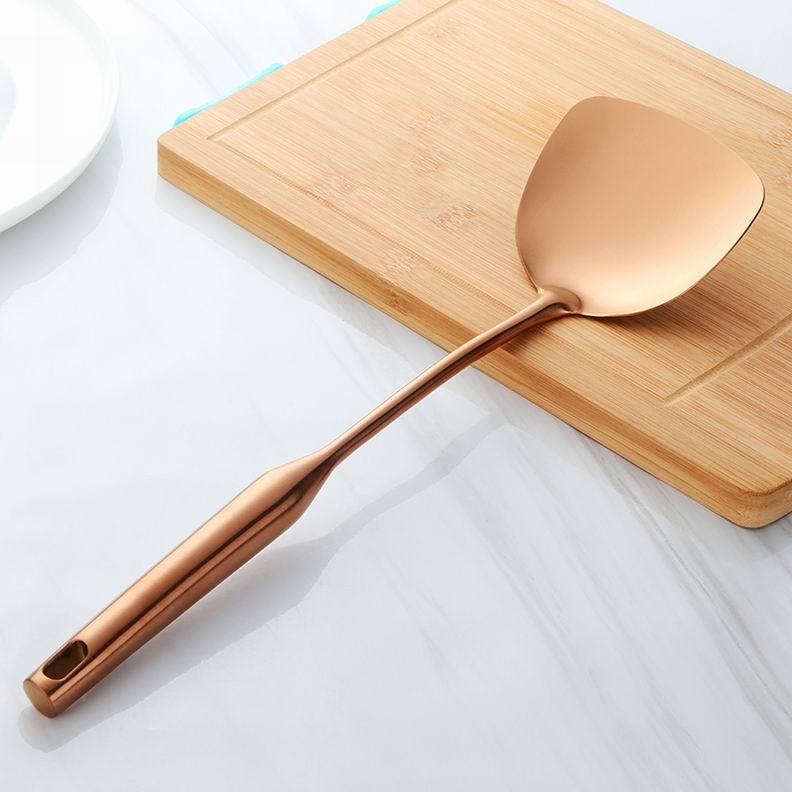 Espátula de acero inoxidable de , utensilios de cocina, cuchara de metal para sopa, juego de espátulas, espátula giratoria para Cocina: 1 Copper Turner