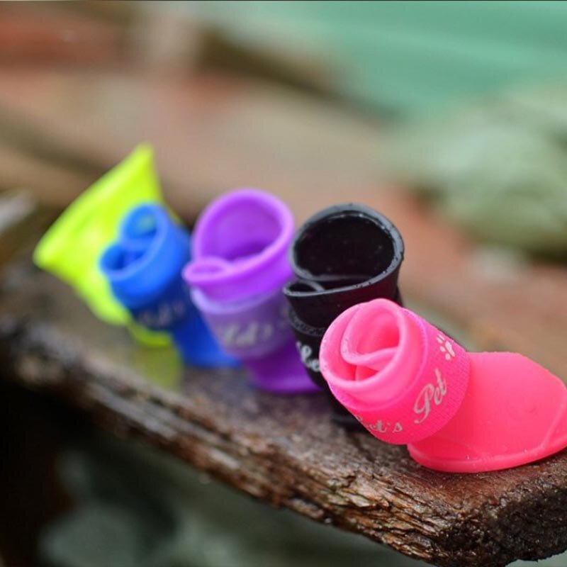 4Pcs Pet Dog Katten Regen Schoenen Pet Laarzen Rubber Draagbare Anti Slip Waterdichte Pet Hond Kat Regen Schoenen Huisdier levert