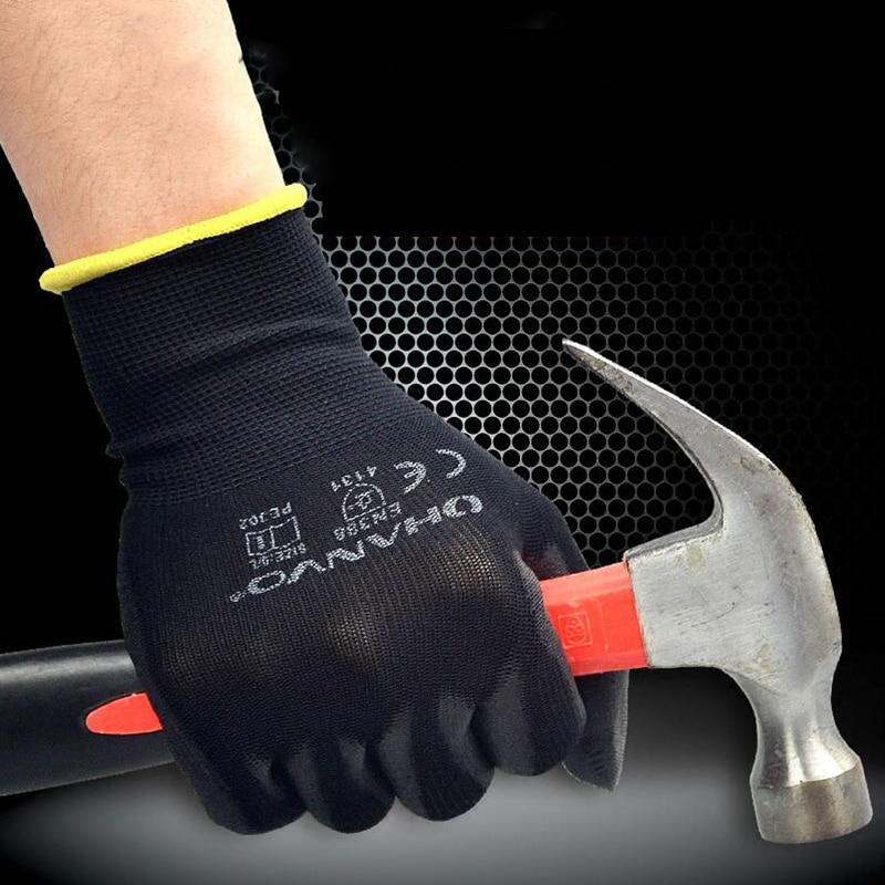 10 Pairs PU Nitrile Safety Coating Nylon Cotton Work Gloves Palm Coated Gloves Mechanic Working Gloves have CE EN388