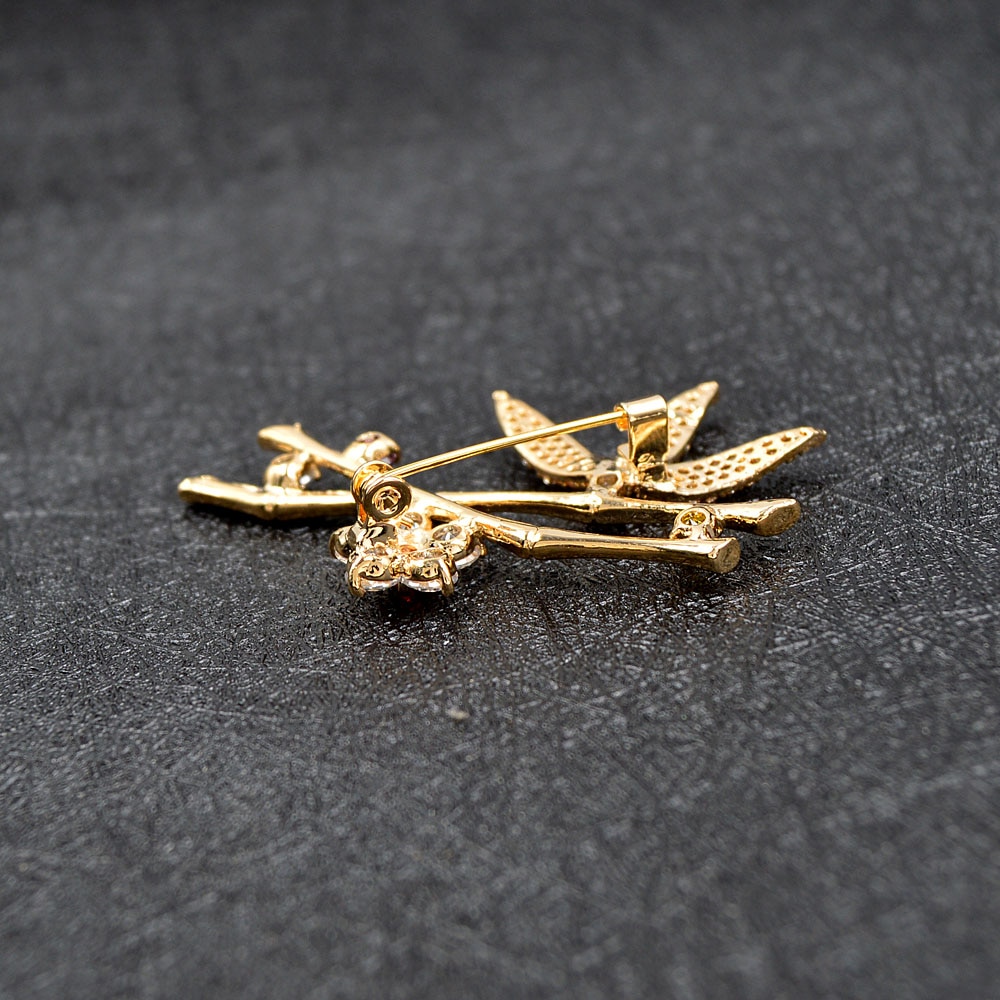 CINDY XIANG cubic zirconia bamboo brooch women and men brooches unisex plant pin copper jewelry wedding coat accessories