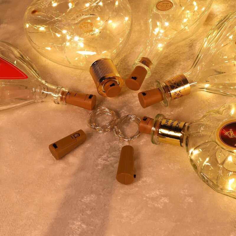 Batterij Aangedreven Guirlande Wijn Fles Verlichting Met Kurk Koperdraad Kleurrijke Fairy Lights String Voor Wedding Party Kerst Decor