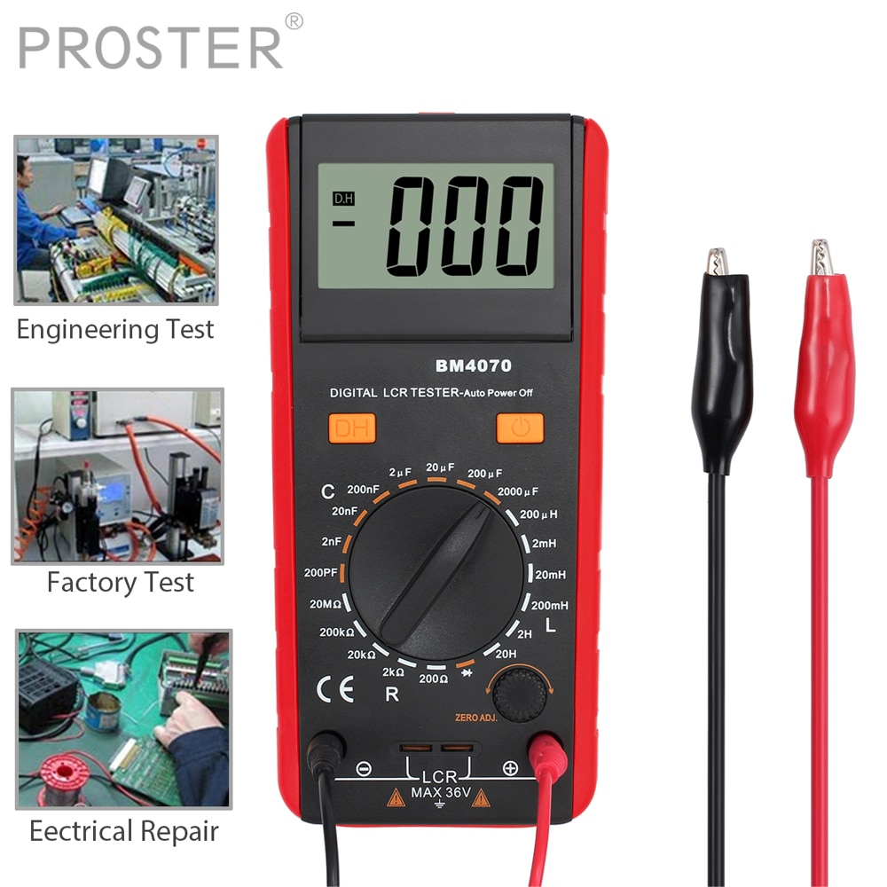 PROSTER – multimètre numérique LCD à décharge automatique, testeur de tension, Inductance, résistance, BM4070 LCR