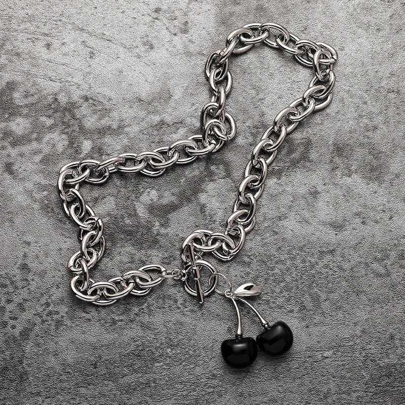 MWSONYA Alla Moda di Nuovo Modo Coreano Della Collana Della Ciliegia Del Pendente per le Donne di Spessore Catena Temperamento Della Collana Lunga Del Pendente Dei Monili Del Partito