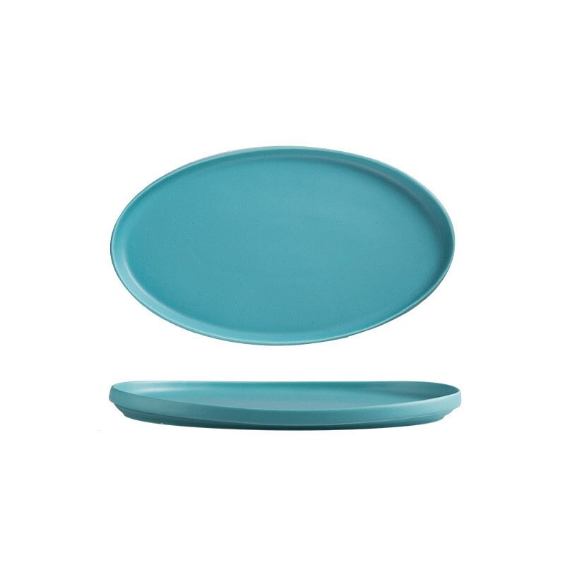Grands plateaux de service ovales de 12/14 pouces, plats de service en porcelaine de couleur allant au four, assiettes à dîner: LIGHT BLUE / 12 pouces