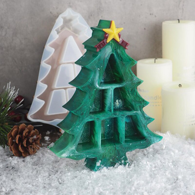 Sapin de noël à monter soi-même moule à gâteau moule Silicone résine moulage moule décor boîte de rangement