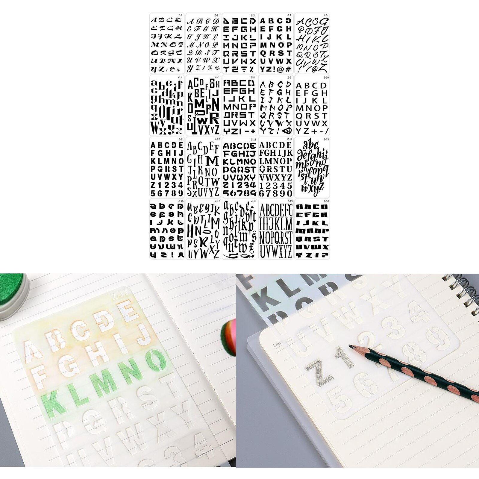 Letters and Numbers Alphabet Templates, Letter Stencils, Pack of 20 DIY Scrapbooking Painting Drawing Crafting Arts Tool