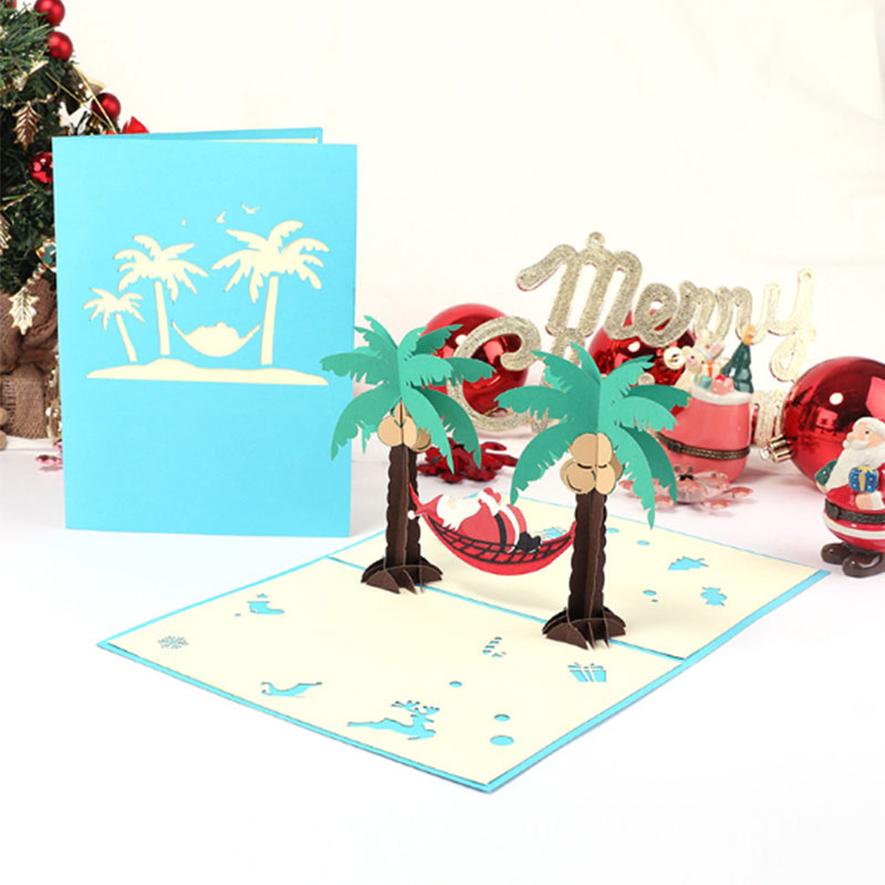Kerstman 3D Kerstkaarten Pop Up Kerst Decoratie Card Xmas Wenskaart Jaar Uitnodigingen Voor