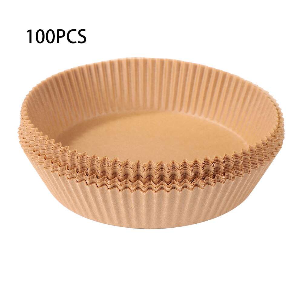 Tapis de revêtement en papier jetable pour friteuse à Air, 100 pièces, rond, pâte de bois, pour cuisson à la vapeur, huile de cuisson