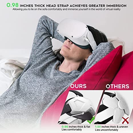 For Oculus/Meta Quest 2 Elite Strap With 5000mAh Battery Store Extend 2hrs Playtime LEDs Indicator Adjustable Head Strap