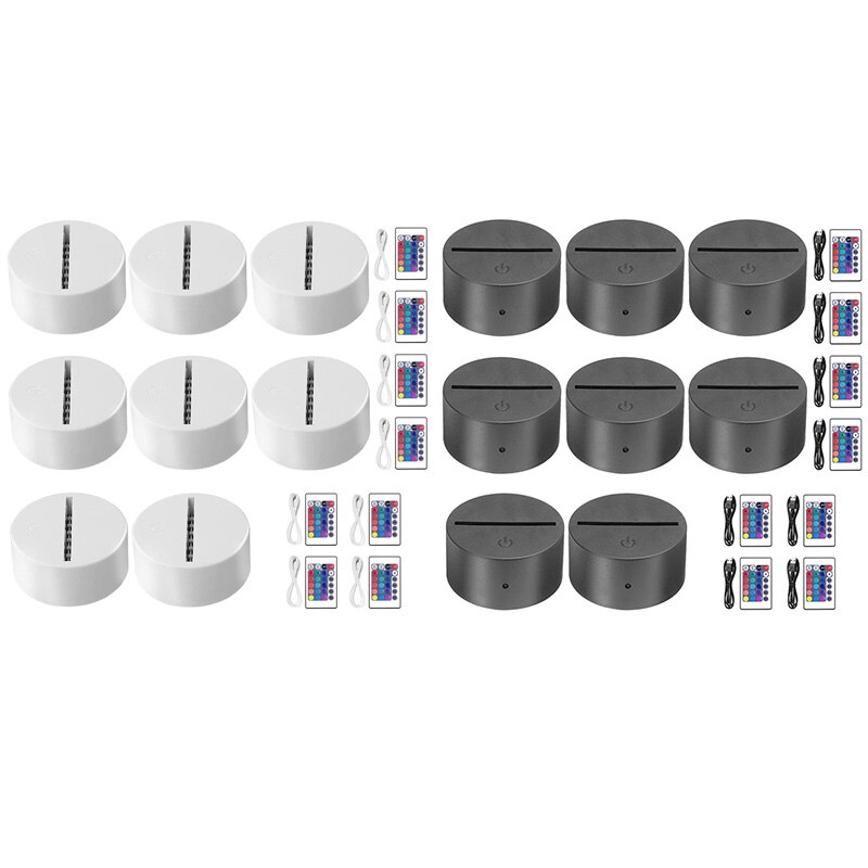 8Pack 3D Night Led Light Lamp Base 16 Kleuren Led Licht Display Base Met Afstandsbediening Voor Acryl En Hars glas