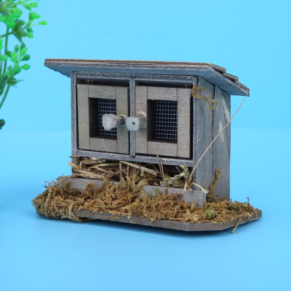 1/12 miniaturen Puppenhaus Holz Simulation Huhn Koop Dekoration Mini Hühnerstall für Puppenhaus Dekoration Zubehör