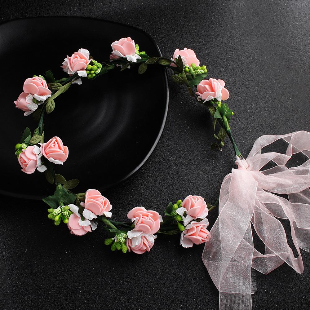 Cinta para cabeza de flores para mujer, guirnaldas de boda, accesorios para el cabello de corona Floral para novia, damas de honor, corona para el pelo: 5