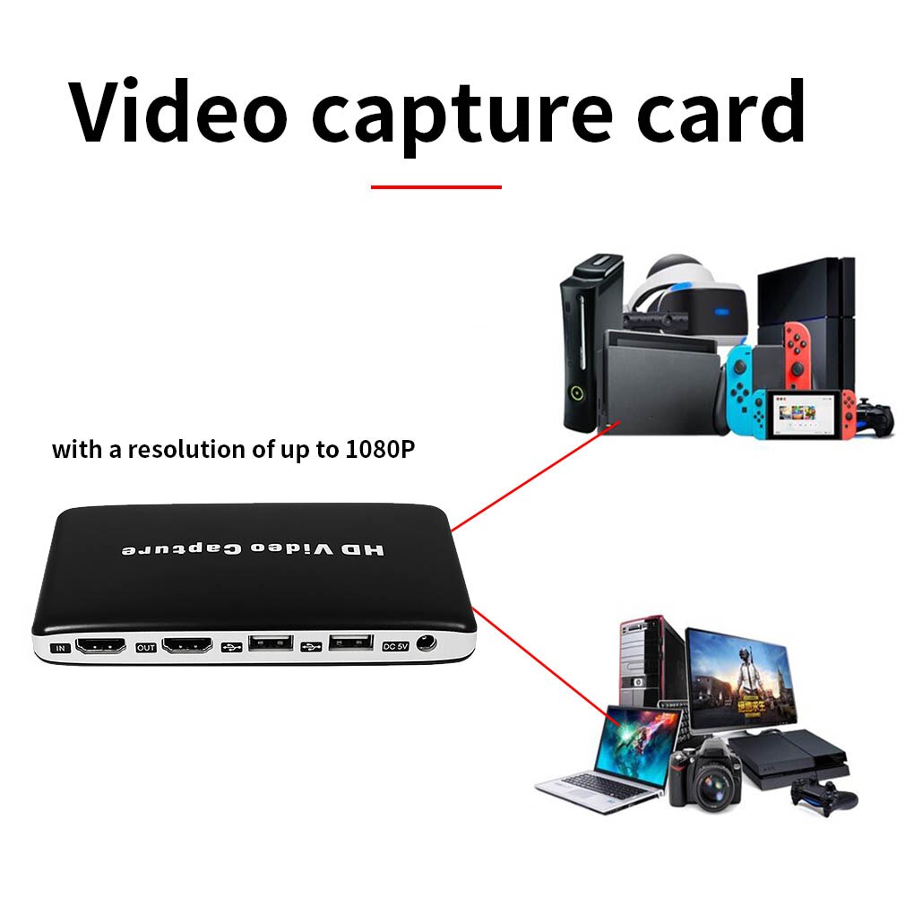 Usb 1080p video fange kort spilling hd video opptaker media avspilling automatisk justering