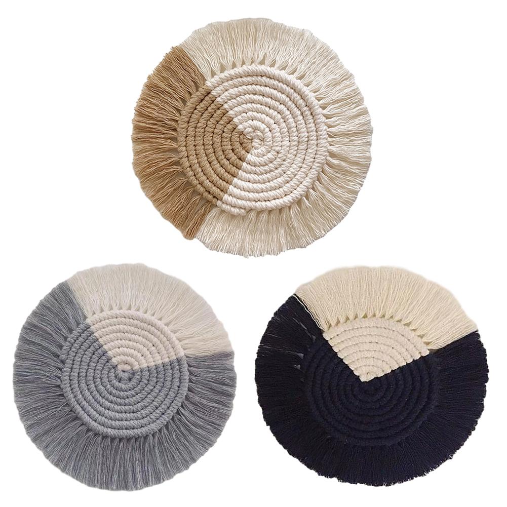 100% Katoen Weven De Cup Mat Ins Stijl Nordic Coaster Handwoven Warmte Isolatie Herbruikbare Cup Pad Mat Voor Home Office restaurant