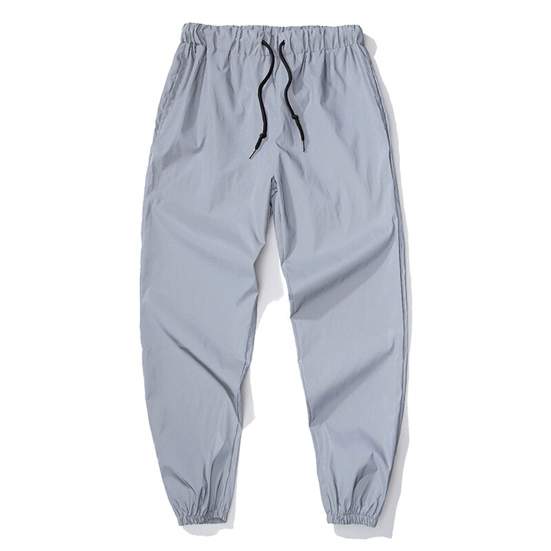 Streetwear de hombres pantalones reflectantes de los nuevos hombres de la calle cordón pantalones de Hip Hop Harem pantalones bailarina