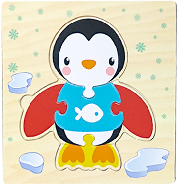 Dla dzieci 3D Puzzle drewniane Puzzle pokładzie rozpoznawania kolorów kształt pasujące Cartoon zwierząt Puzzle inteligentne zabawki dla dziecka w wieku 0-3 lat: Penguin