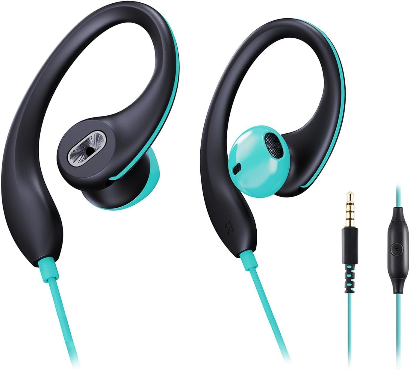 # NOWE wiszące słuchawki sportowe 3,5 mm z zaczepem na ucho słuchawki przewodowe dla iPhone Xiaomi Smartphone douszny zestaw słuchawkowy z mikrofonem HD: Default Title