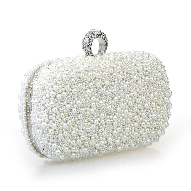 Neue Nachahmung Perle Ring Abendessen Tasche handgenähte Perlen Abendtasche Damenmode hochwertige Clutch Bag Braut Abendtasche
