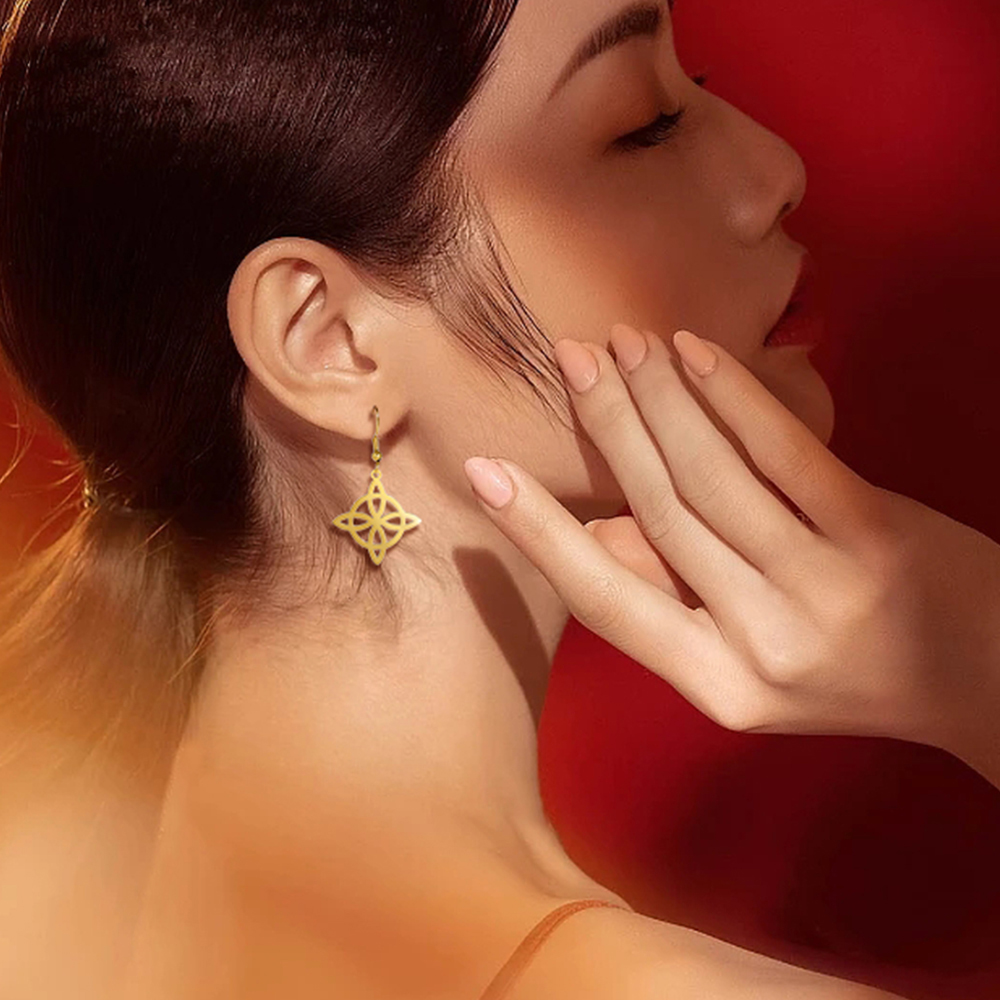 Dadapara stregoneria orecchini con nodo strega irlandese Celtics nodo Wicca simbolo orecchini pendenti gioielli con geometria Vintage ▾ in acciaio inossidabile