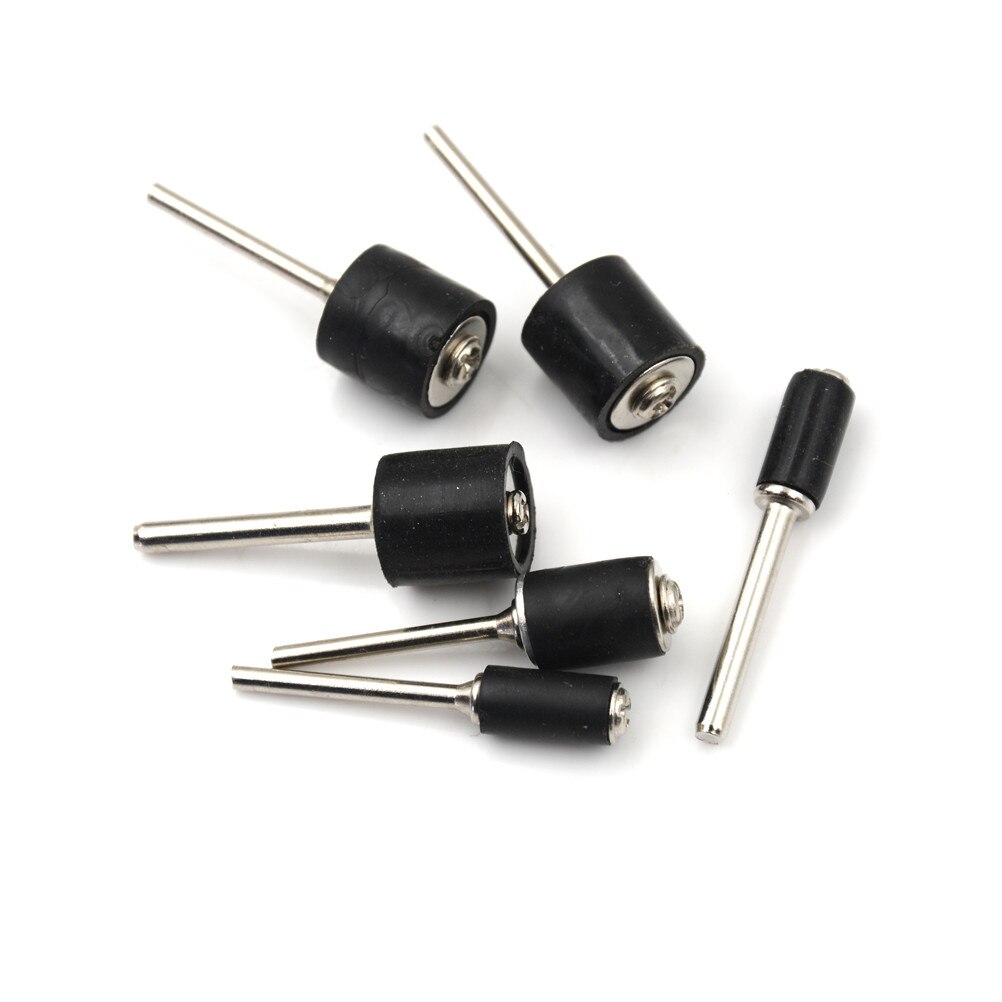 6pcs Rubber Mandrel 1/8 1/4 inch Grinder Drum Sanding Sandpaper Circle Kit Polishing Nails For Dremel Rubber Drum Mandrel