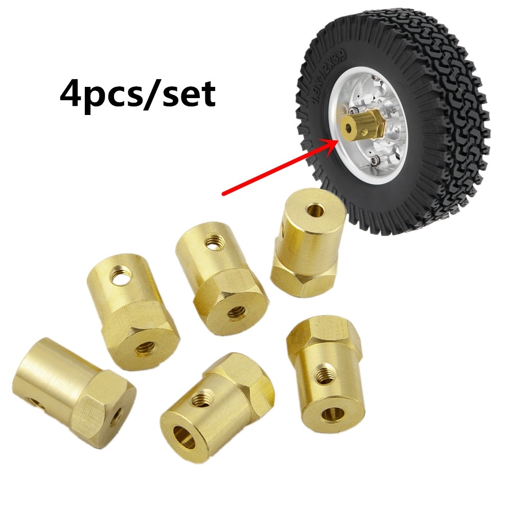 AXSPEED 4 Uds 12mm acoplador de acoplamiento hexagonal de rueda adaptador de manga de latón conector de neumático 3/4/5/6/7/8/mm para piezas de repuesto de coche barco RC