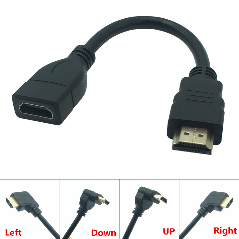Right-angle 90 Degree HDMI-compatible Male to Female Converter Adapter Cable Converter Adapter HDTV Connector