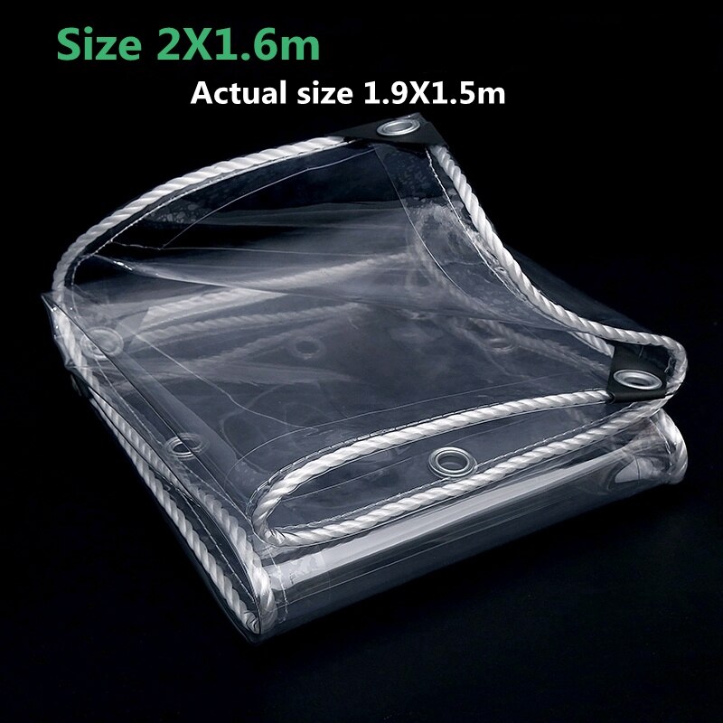 Thick 0.35mm Transparent PVC Rainproof Cloth Balcony Bonsai Succulent Plants Keep Warm Tarpaulin Pet Dog House Cover Waterproof: 2X1.6m