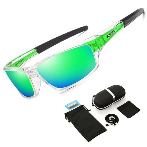 Polariserede fiskeri solbriller mænd kvinder fiskebriller camping vandre kørsel cykel briller sport cykel briller  uv400: Grøn med kasse