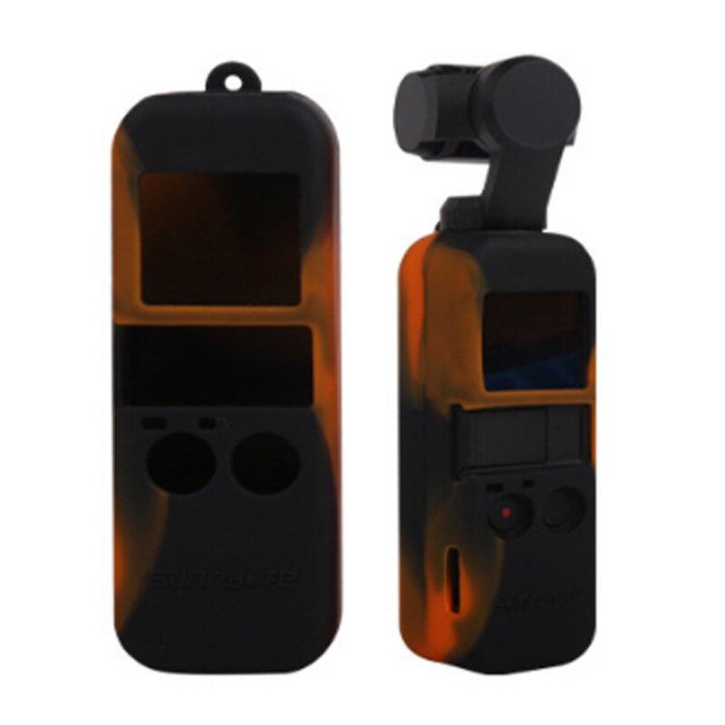 10 Kleuren Dji Osmo Pocket Protector Set Zachte Siliconen Case Cover Met Nek/Wrist Strap Lanyard Voor Osmo Pocket handheld Gimbal: Black-Orange