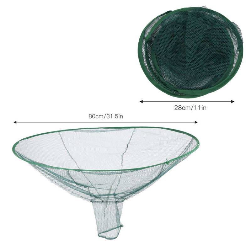 2pcs Foldable Large Net Fishing Net 80cm Nylon Mesh Landing Net Prawn Bait Crab Shrimp Fish Trap Cast Fishing Network