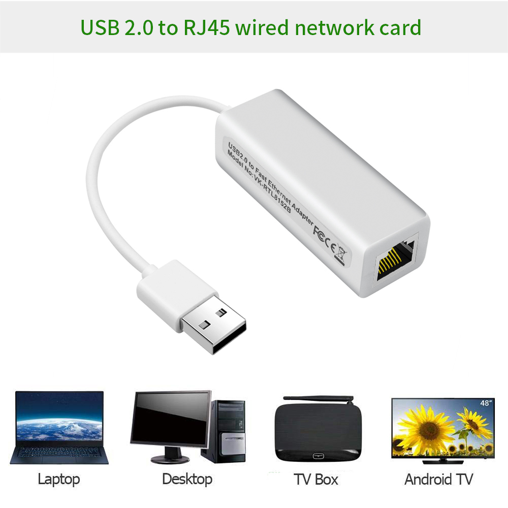 Portable USB 2.0 to RJ45 Ethernet Network Card RTL8152B Chip Lan USB Adapter 10/100Mbps for PC windows 7 8 10 XP Tablet Laptop