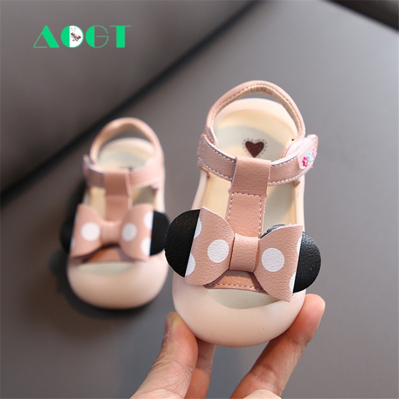 Aogt Zomer Meisje Baby Schoenen Leuke Strik Prinses Sandalen 0-3 Jaar Oude Baotou Anti-Kick Zachte bodem Baby Meisjes Sandalen